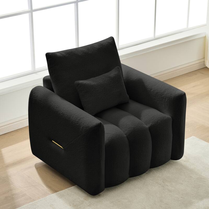38.1" Black Teddy Fabric Sofa for Apartment, Office, Living Room and Bedroom