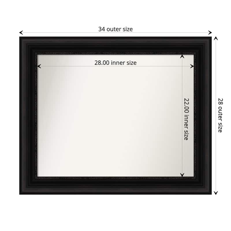Non-Beveled Bathroom Wall Mirror - Parlor Black Frame - 34 x 28 in - Parlor Black