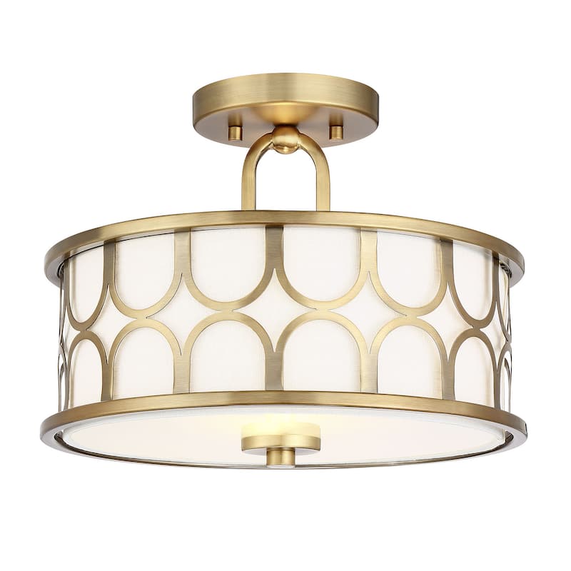 Meridian M60015 2 Light 13" Wide Semi-Flush Drum Ceiling Fixture