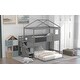 preview thumbnail 11 of 9, Kids Wood Twin Over Full House Bunk Bed with Guardrail & Window