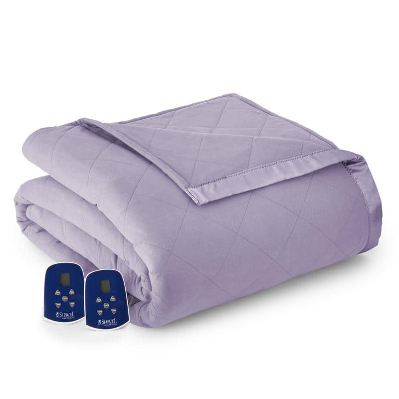 Shavel Micro Flannel® Quilted Electric Heated Blanket - Twin - amethyst