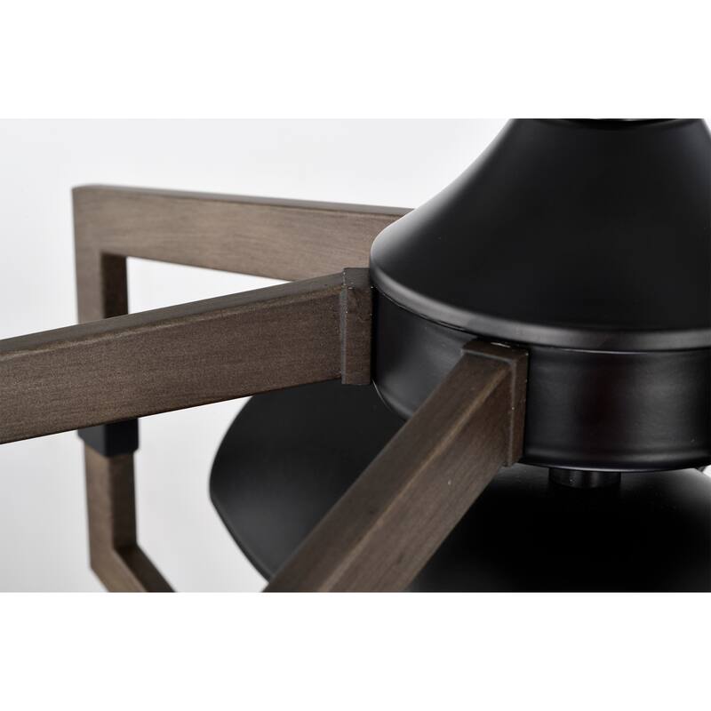 Nicklas 26-inch Matte Black and Imitation Wood 6 Lights 3 Blades Lighted Ceiling Fan with Remote