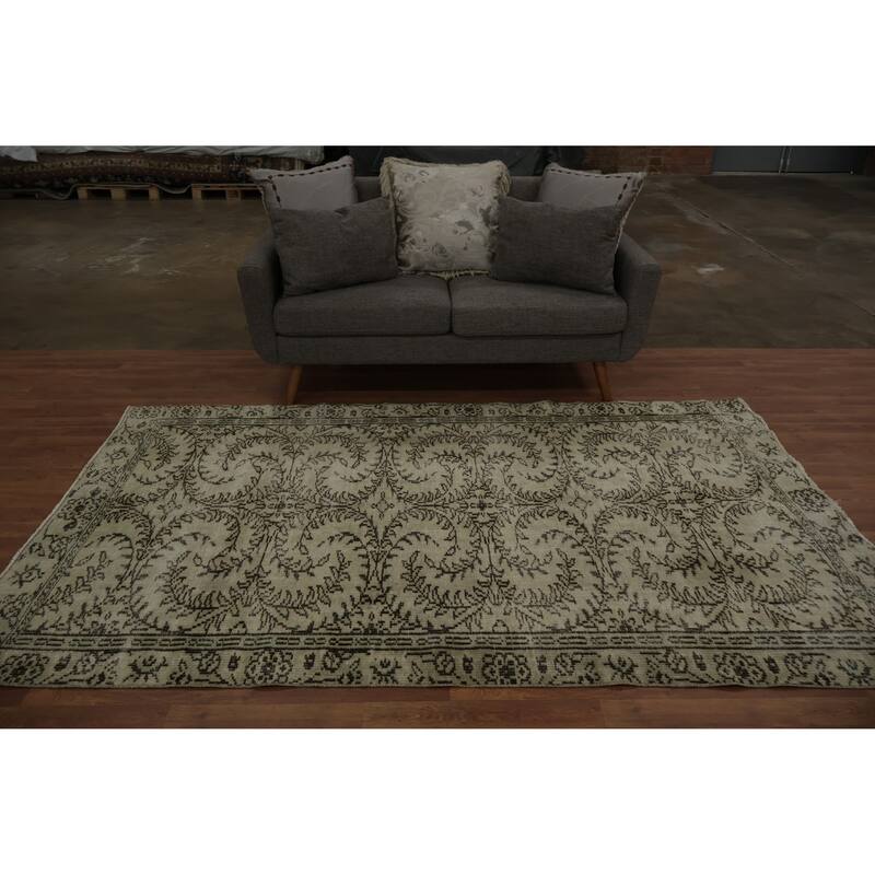 Hand Knotted Oriental 100% Wool Carpet Transitional Floral Beige & Ivories Anatolian Area Rug - 8' 6'' X 5' 1''