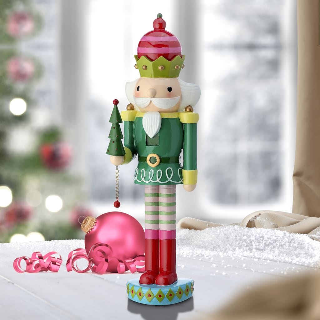 16.5" Resin Nutcracker With Tree