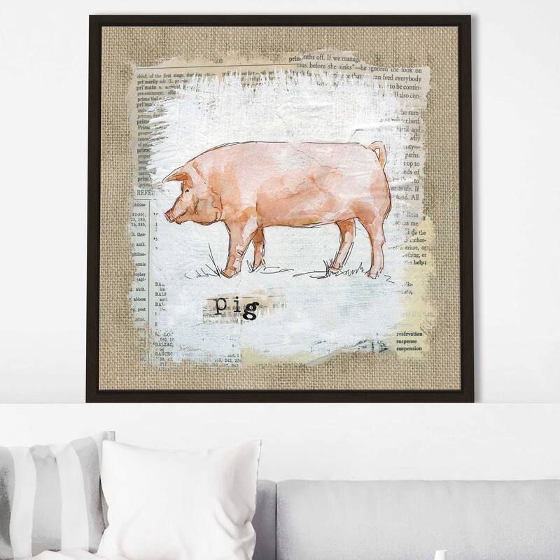 "Burlap Pig" by Carol Robinson Print on Floating Canvas