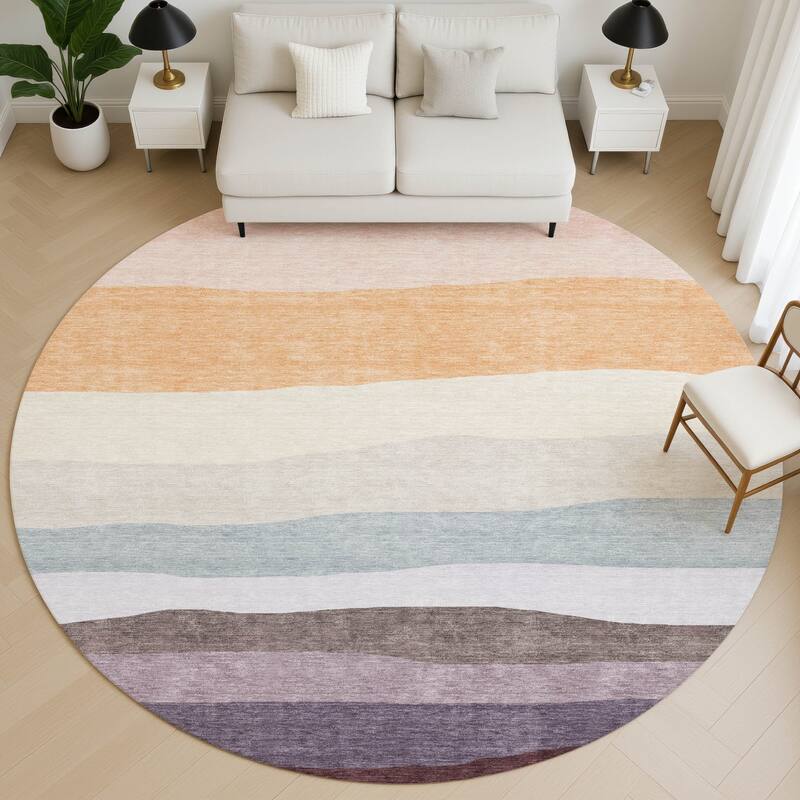 Premium Washable Super Soft Ombre Stripe Mayfield Rug - Orange - 8' x 8'
