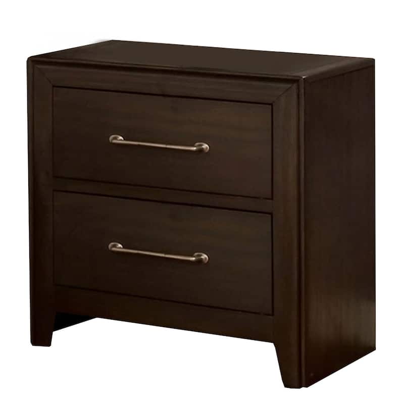 Walnut Brown 2 Drawer 22 in. W Nightstand with Sturdy Drawer Pulls