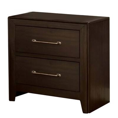 Walnut Brown 2 Drawer 22 in. W Nightstand with Sturdy Drawer Pulls