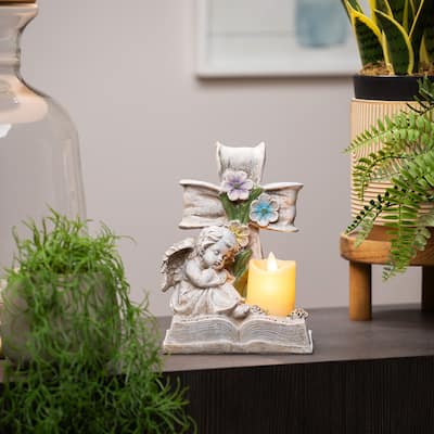Angels Walk Among Us Flameless Cherub Candle Holder - 8"