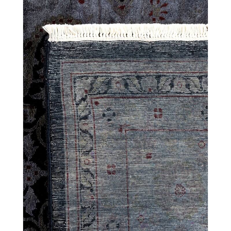 Overton Hand Knotted Wool Vintage Inspired Modern Contemporary Overdyed Gray Area Rug - 8' 1" x 10' 1"