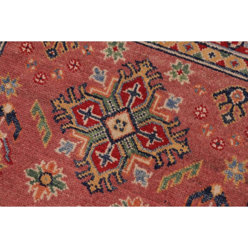 Tribal Kazak Reina Pink/Beige Wool Rug - 3'4'' x 4'10''