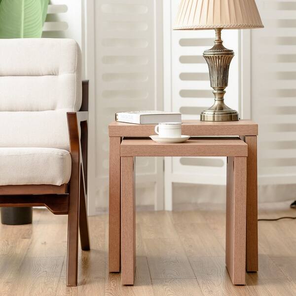 Shop Costway Set Of 2 Nesting Coffee End Table Side Table Wood