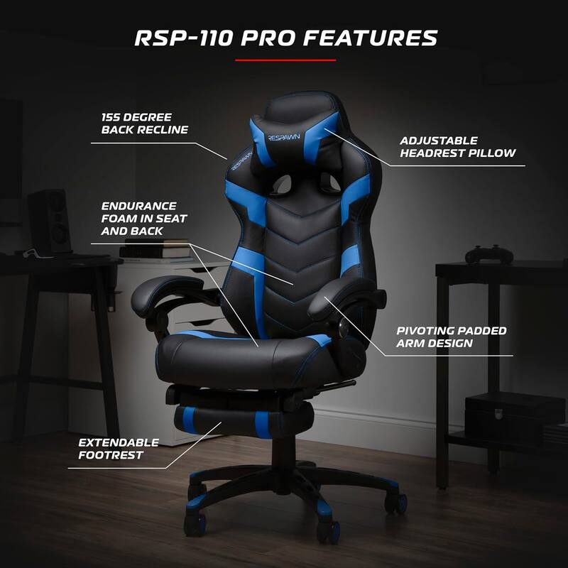 RESPAWN 110 Pro Gaming Chair Gaming Chair with Footrest, Ergonomic