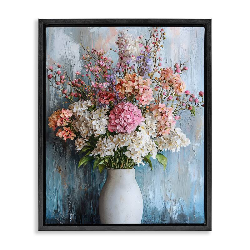 Stupell Hydrangea Vase Still Life Framed Floater Canvas Wall Art Design By Franklyn Gregory - 25 x 31 - Black