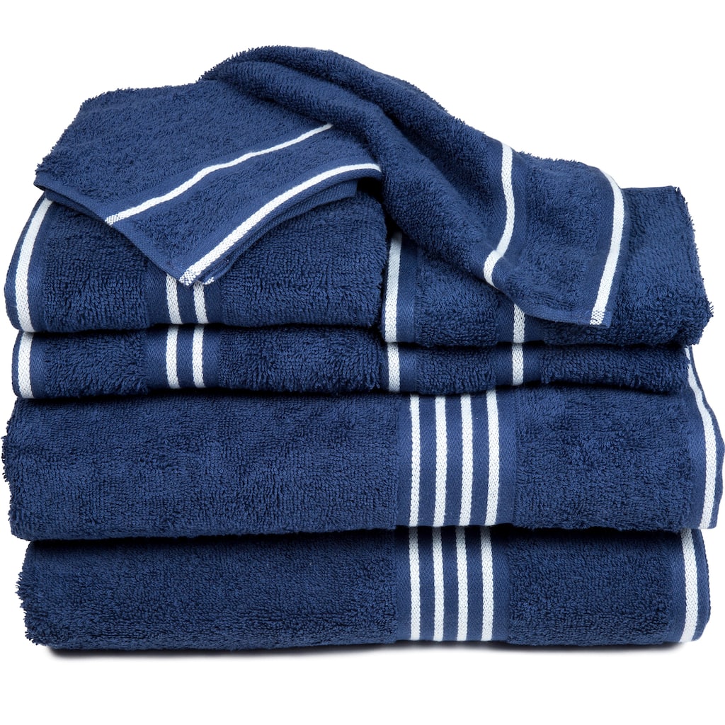 Towel Set - Cotton Bathroom Accessories with Bath Towels, Hand Towels, Washcloths, and Fingertip Towels by Lavish Home (Navy)