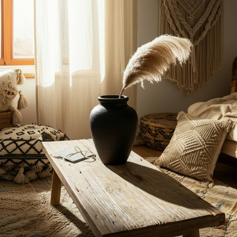 Decorative Round Pottery Vase for Home Decor