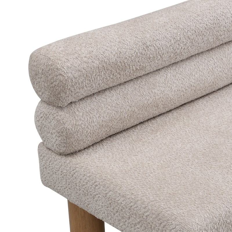 Upholstered Dining Bench, End of Bed, Entryway Bench, Boucle Ottoman for Dining Room, Bedroom, Living Room