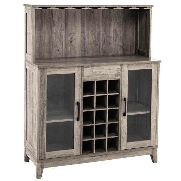 slide 2 of 2, Storage Bar Cabinet with Framed Tempered Glass Door - 38.5" x 16" x 48.5" (L x W x H)