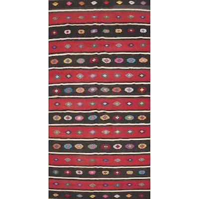 Hand Woven Oriental 100% Wool Carpet Southwestern Tribal Red Kilim Area Rug - 10' 3'' X 5' 8''