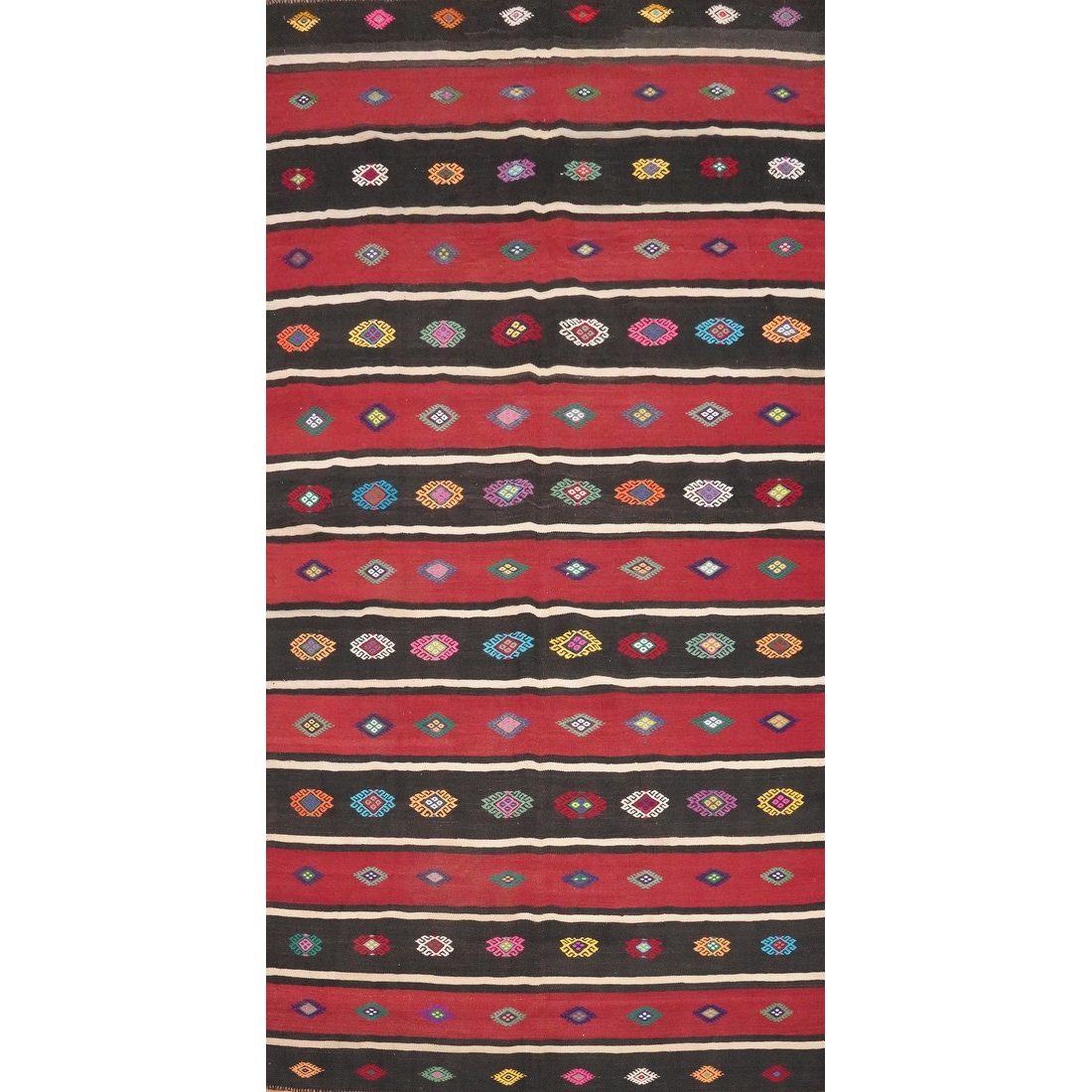 Hand Woven Oriental 100% Wool Carpet Southwestern Tribal Red Kilim Area Rug - 10' 3'' X 5' 8''