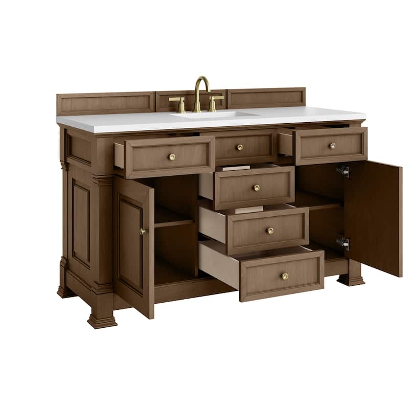 Brookfield 60D" Double Vanity, Pecan