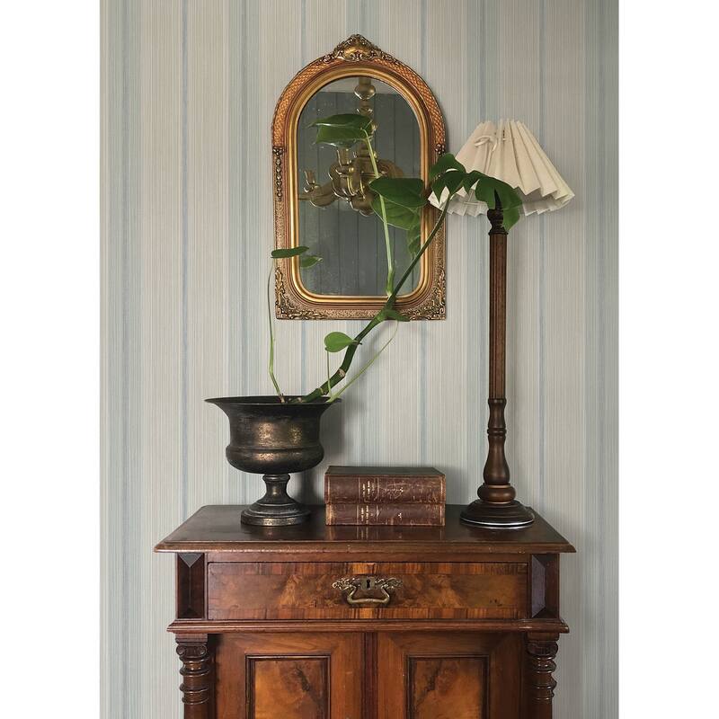 Chris Loves Julia x A-Street Prints Ames Light Blue Linen Stripe Wallpaper