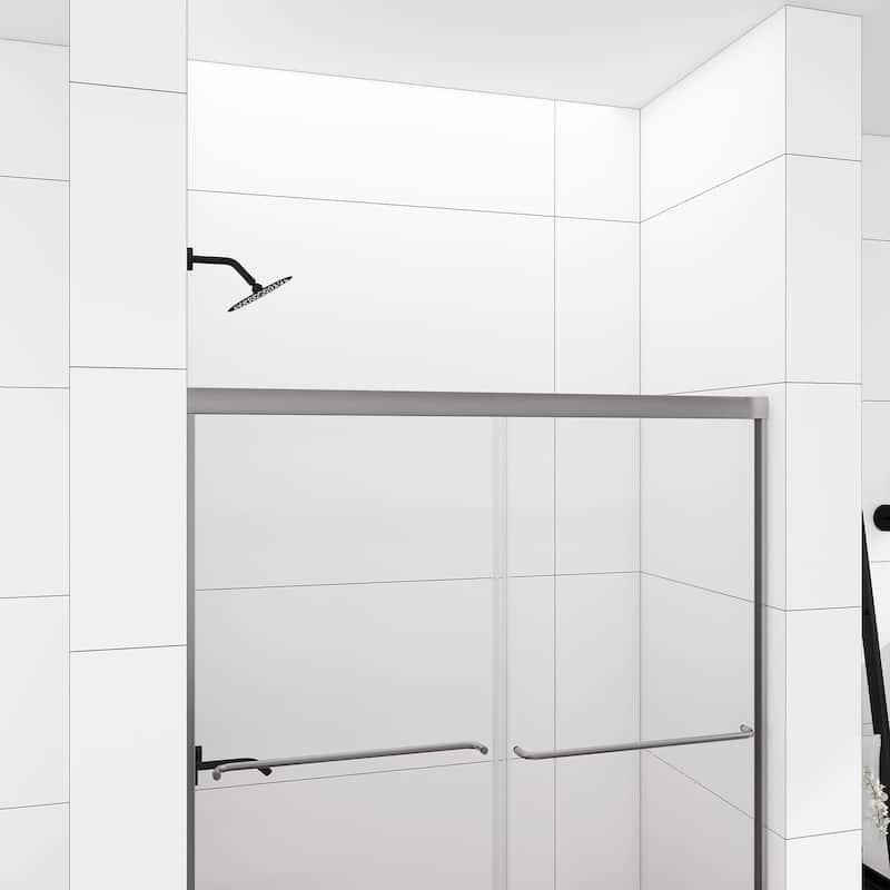 48/54/60 Inch Double Sliding Framed Shower Door with Clear Tempered Glass