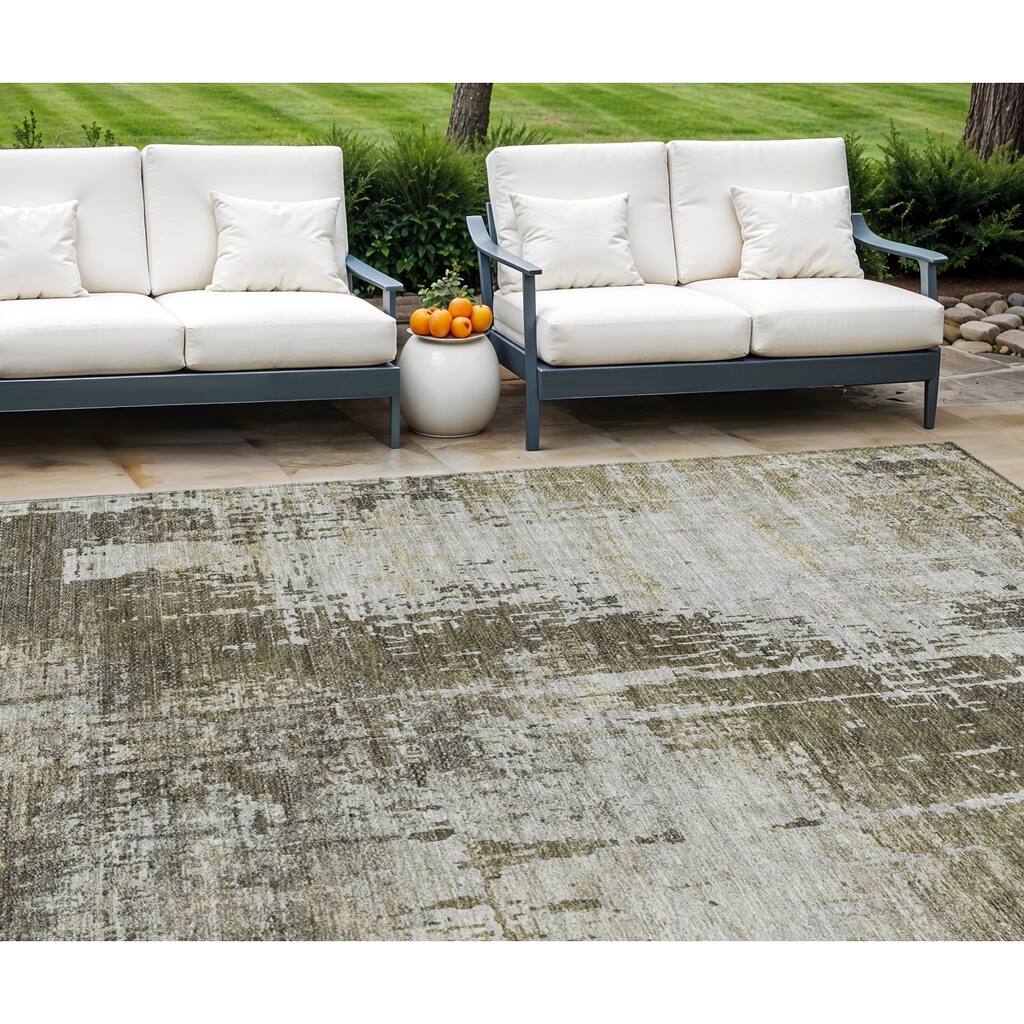 HomeRoots Abstract Transitional Rectangle Outdoor Rug