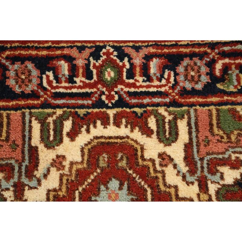 Hand Knotted Oriental 100% Wool Carpet Traditional Geometric Oranges & Rust Heriz (serapi) Runner Rug - 5' 9'' X 2' 5''