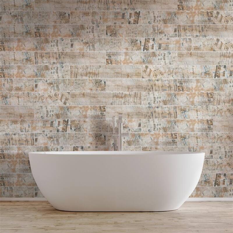 Merola Tile Cava Deco Lar 6" x 31-1/2" Porcelain Floor and Wall Tile - Pallet (45 Tiles)