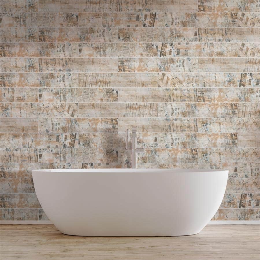 Merola Tile Cava Deco Lar 6" x 31-1/2" Porcelain Floor and Wall Tile