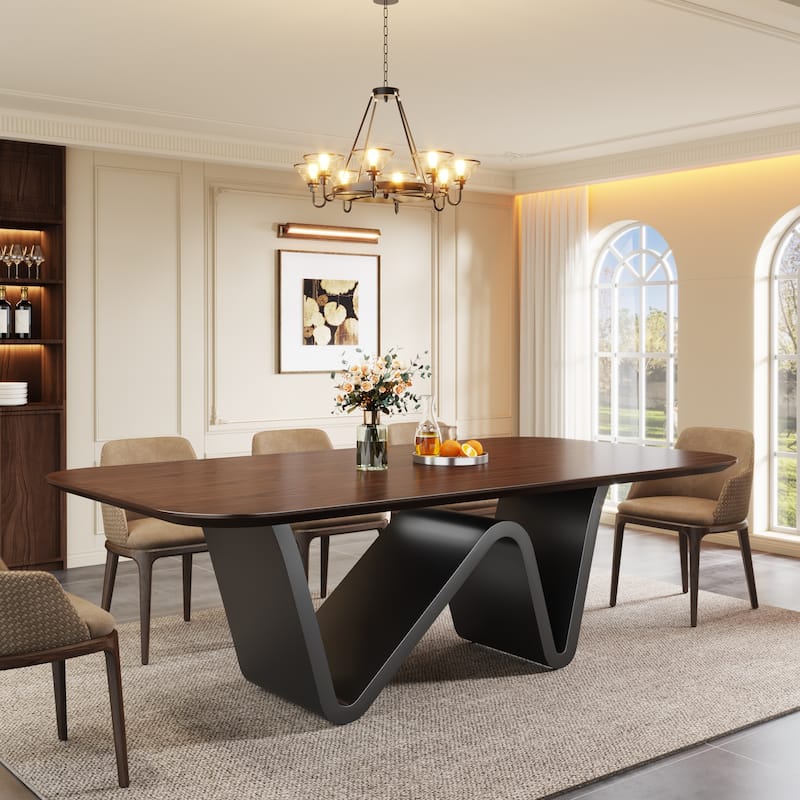 79" Modern Dining Table for 8 Rectangle Dining Table, Luxury White & Gold Kitchen Table with Sintered Stone