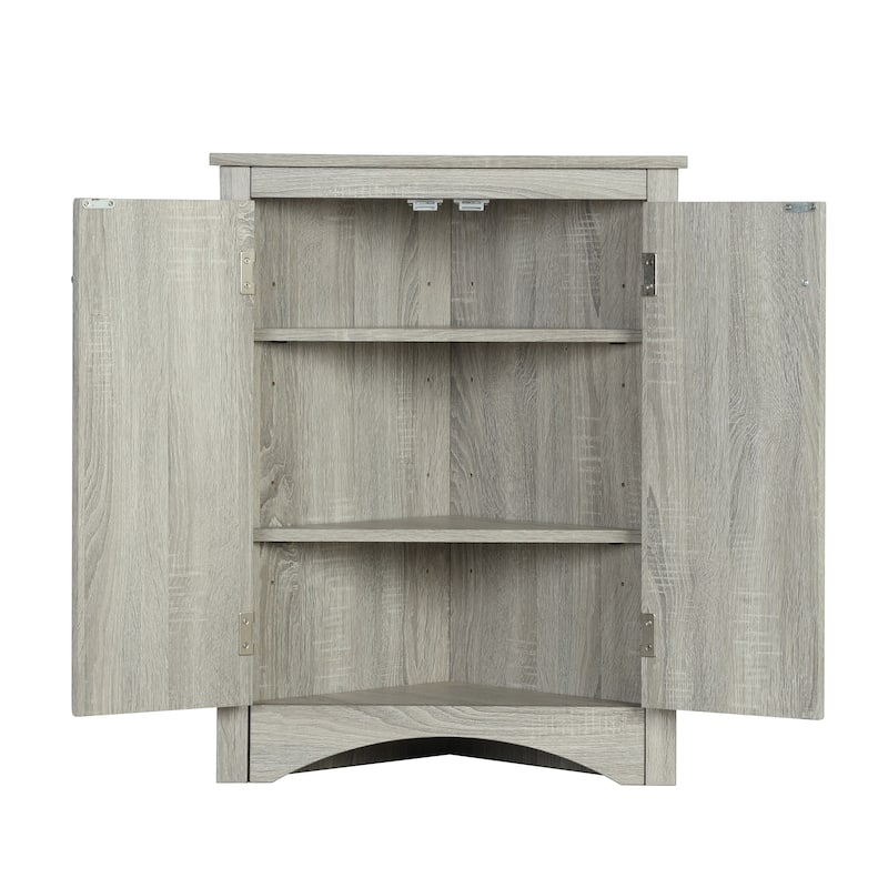 Triangle Bathroom Storage Cabinet with Adjustable Shelves, Freestanding Floor Cabinet Compact Bathroom Towel Cabinet