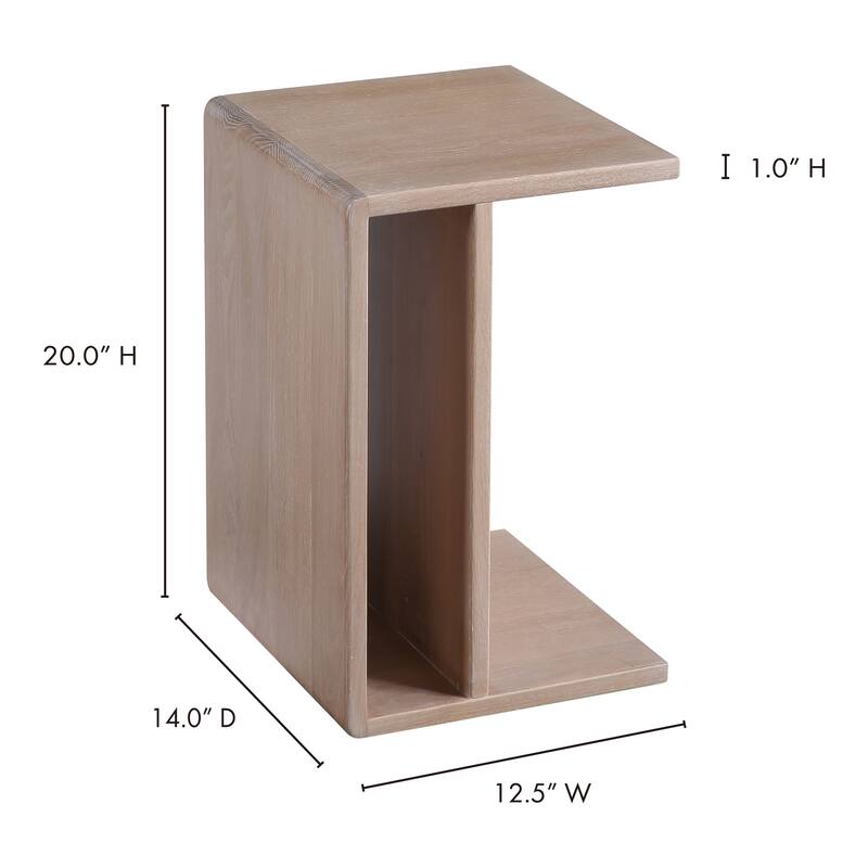 NADAAL STUDIOS Selene C Shaped Accent Table, Solid Walnut, Matte Finish, Rectangular, Brown