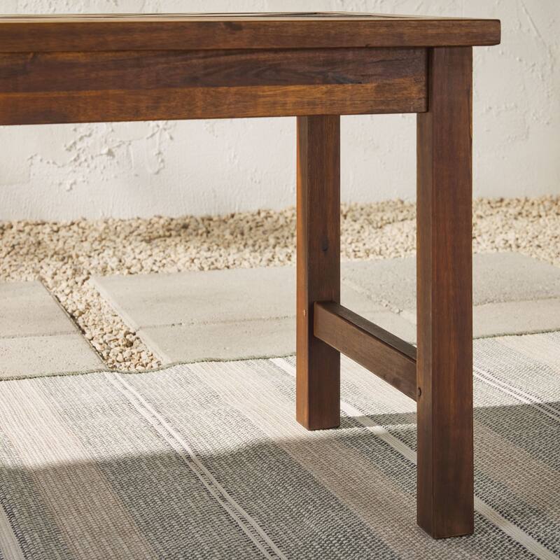 Walker Edison Elephant Point Acacia Wood Chevron Bench