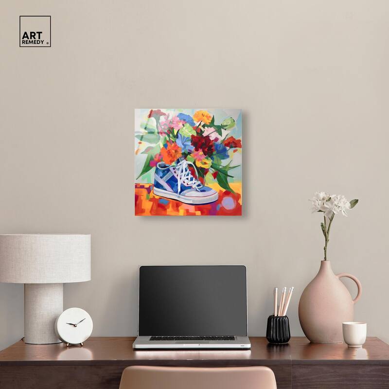 Colorful Sneaker Bouquet Acrylic by Art Remedy, Ready to Hang