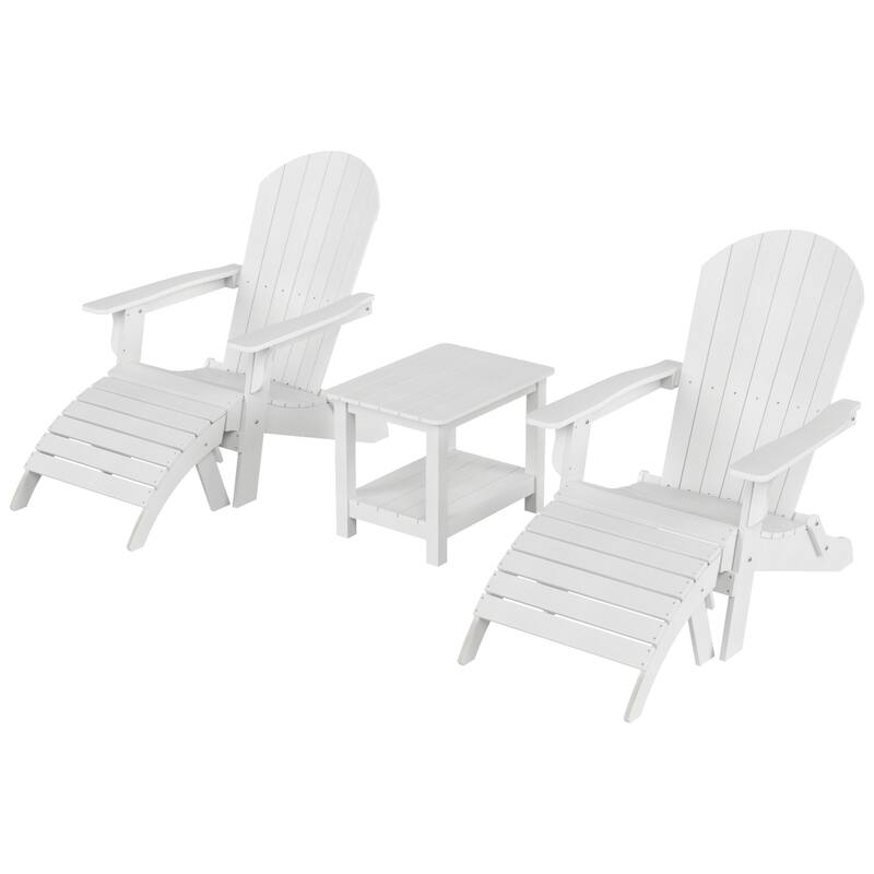 Vineyard HIPS Outdoor Folding Eco-Friendly All Weather Seashell Adirondack Chairs (5-Piece Conversation Set)