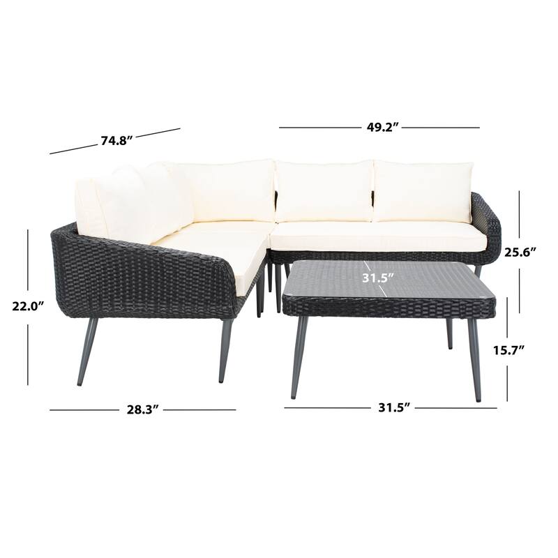 SAFAVIEH Outdoor Onri 3-Piece Sofa Set - 32"W x 32"D x 16"H