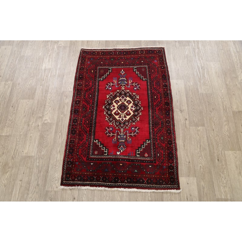 Geometric Balouch Persian Wool Area Rug Hand-knotted Foyer Carpet - 3'3" x 4'11"