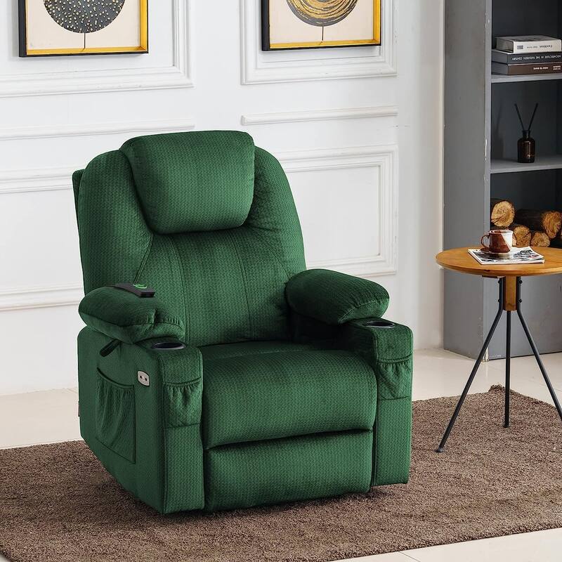 MCombo Small Power Lift Recliner Chair Sofa with Massage and Heat, 3 Positions and USB Ports Extended Footrest, Fabric 7141