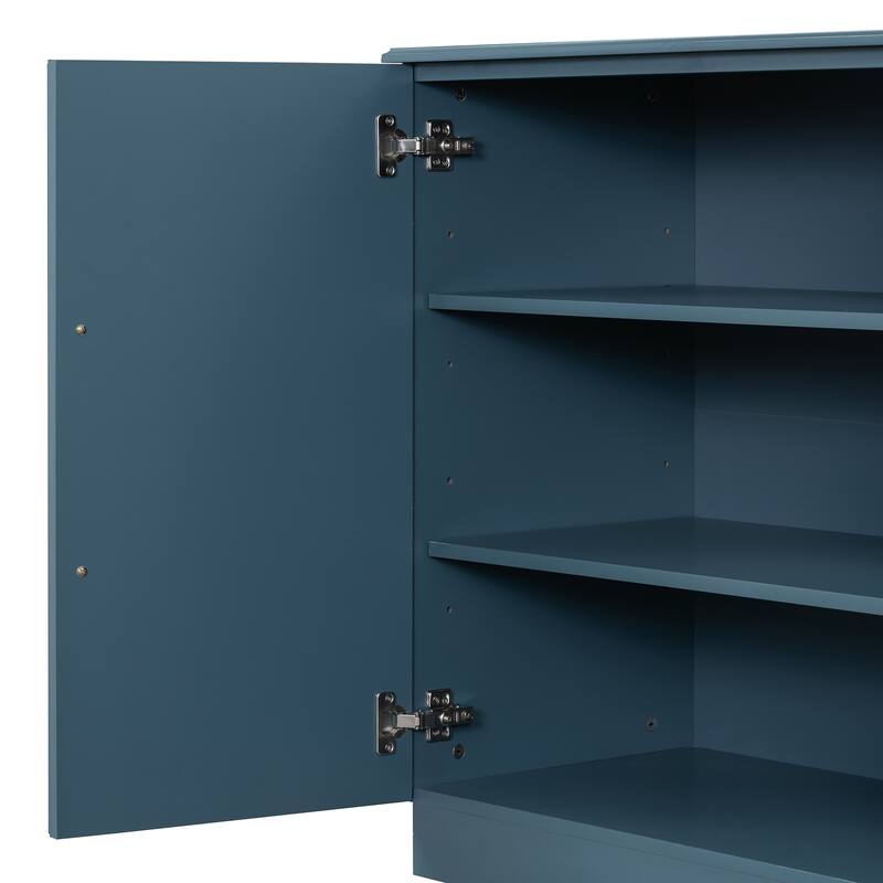 Wooden Storage Sidboard Cabinet with 4 Doors Large Storage Space, Buffet Cabinet with Adjustable Shelves and Silver Handles
