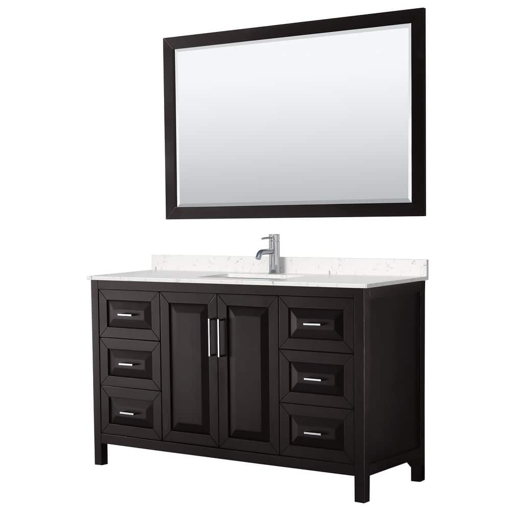 Daria 60 Inch Single Vanity, Cultured Marble Top, 58 Inch Mirror