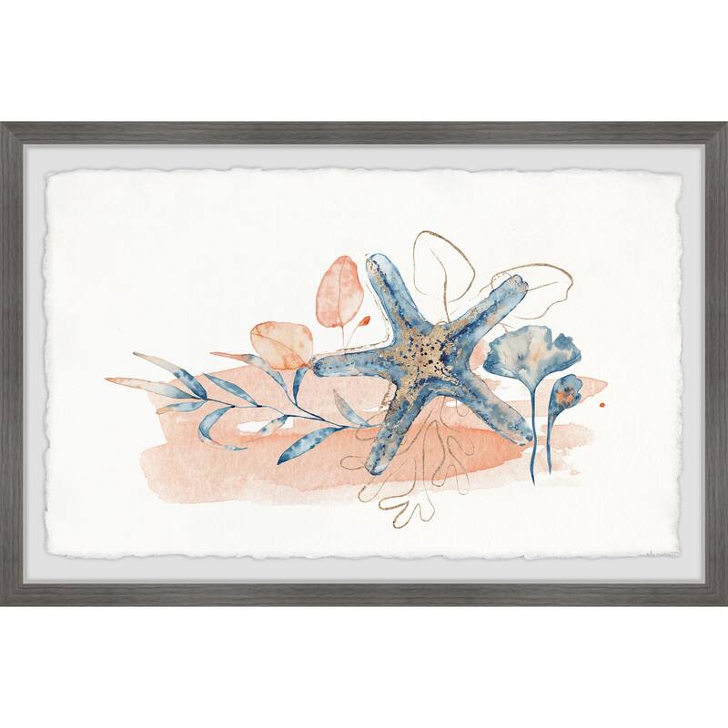 Starfish on Seaweed Framed Wall Art, Coastal Serenity - Tranquil Ocean-Inspired Wall Décor