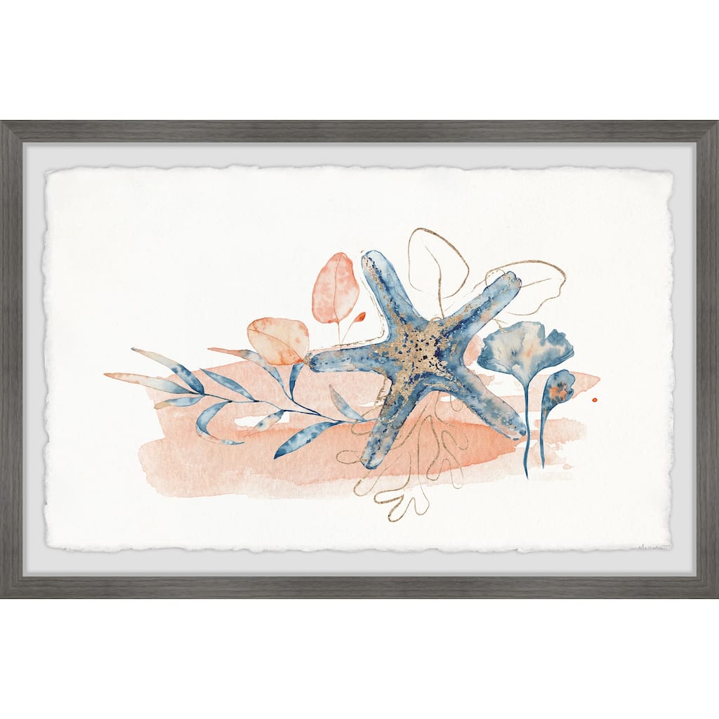Starfish on Seaweed Framed Wall Art, Coastal Serenity - Tranquil Ocean-Inspired Wall Décor