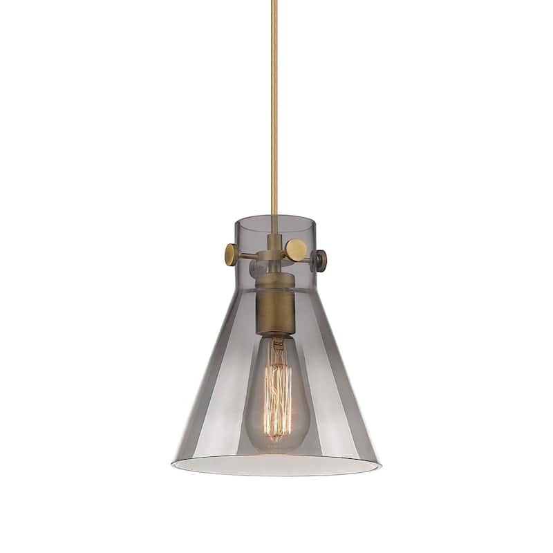 Innovations Lighting 410-1PS-10-8 Newton Cone Pendant Newton Cone 8" - Brushed Brass / Plated Smoke
