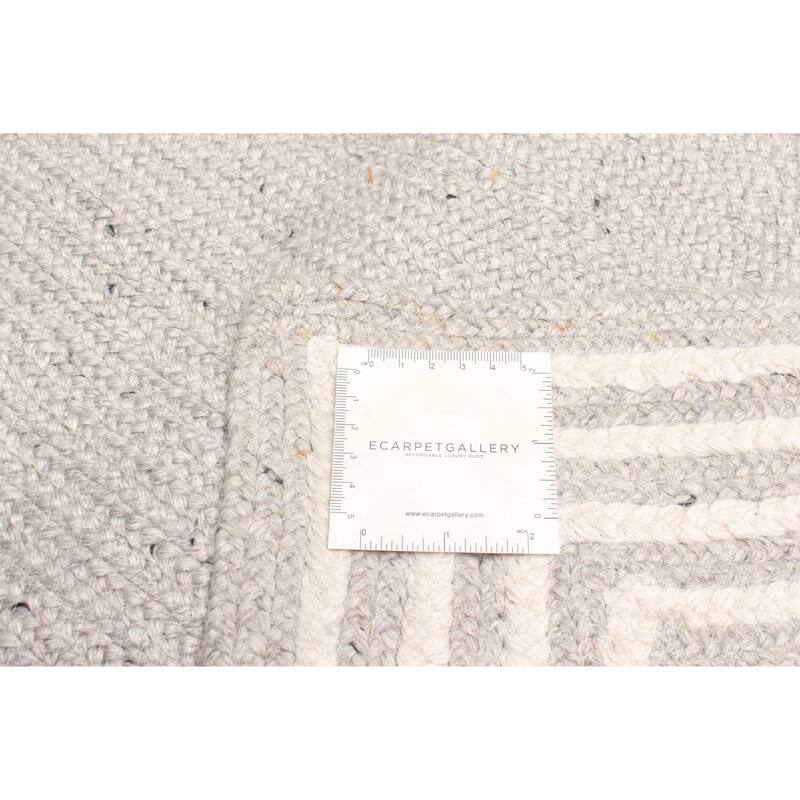 ECARPETGALLERY Braid weave Sienna Light Grey Wool Rug - 3'2 x 5'0
