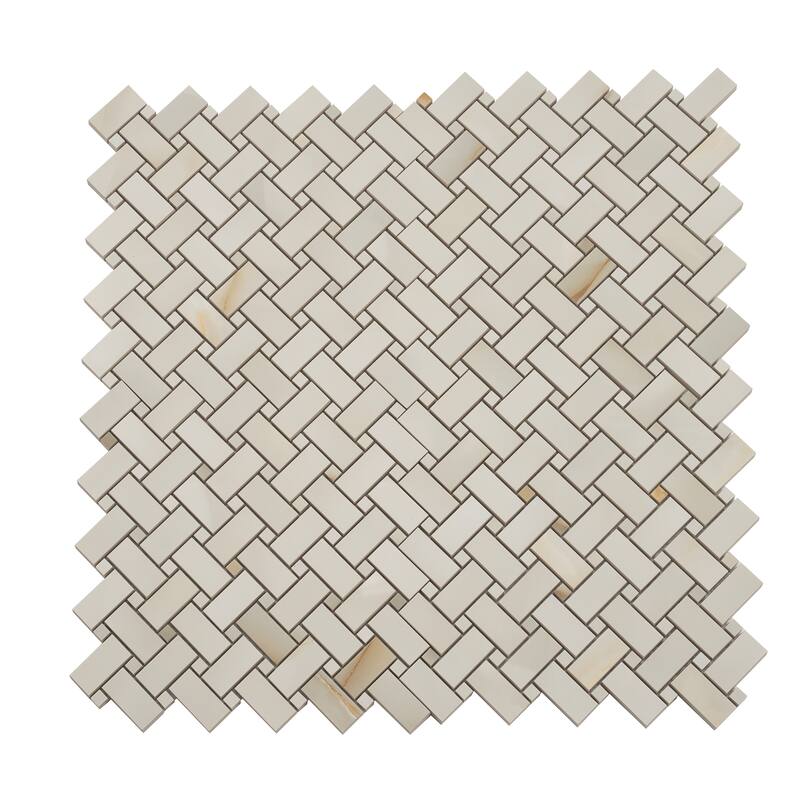Splendor 12x12 Perla Porcelain Mosaic Onyx Basketweave Wall and Floor Tile (4.84 sq ft/case) - 5 Pack