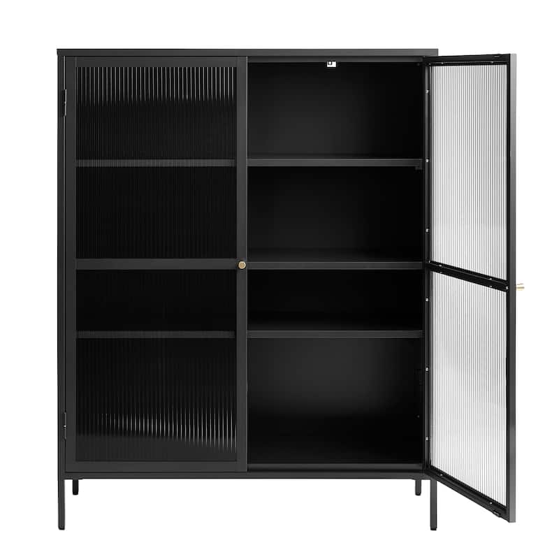 Rye Studio Brianne Modern Metal & Glass 55" Display Cabinet
