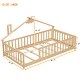 preview thumbnail 28 of 40, Wooden Montessori Floor Bed with Guardrails, House-Shaped Floor Bed, Wood Slat Support