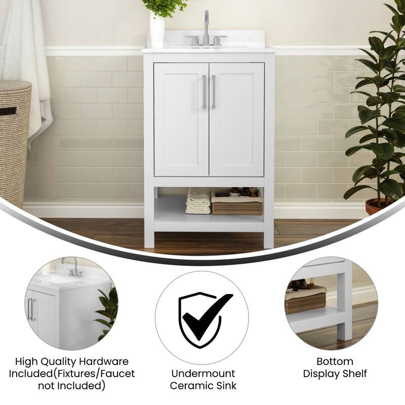 Bathroom Vanity with Undermount Sink and Open Storage Shelf